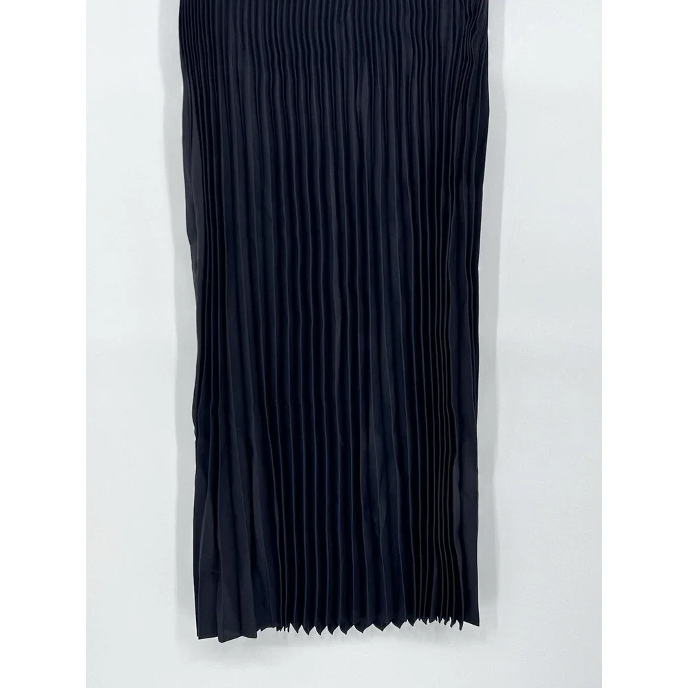NWT Eileen Fisher Black Wool Silk Pleated Maxi Skirt Small‎ NEW $328 Career